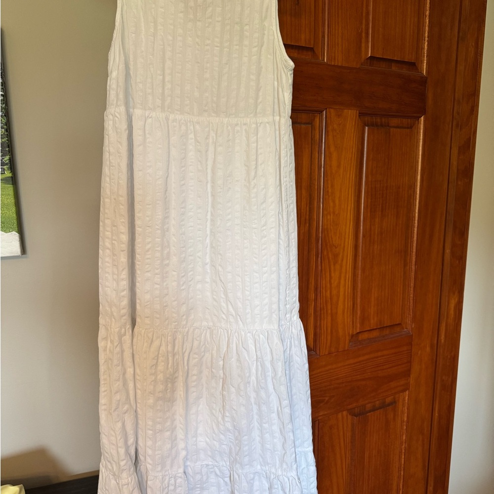 On Earth Cream Empire Waist Sleeveless Dress
